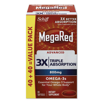 MegaRed® Advanced Triple Absorption Omega-3 Softgel, 80 Count freeshipping - TVN Wholesale